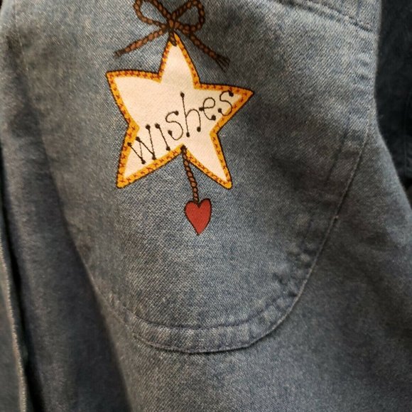 VTG. "Guardian Angel" Denim Oversized  Shirt S - Picture 9 of 12